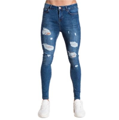 China Breathable Stretch Hole Ripped Skinny Jeans For Man But Distressed Denim Lift Pants With Pockets Trousers for sale