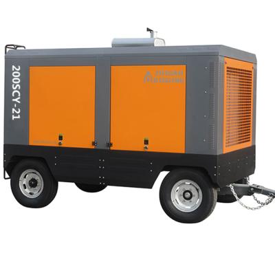 China 20m3/min 21bar large lubricated portable screw 200SCY-21 air compressor equipped with 191kw diesel engine for sale for sale