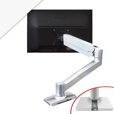 China Aluminum Single Monitor Mount Computer Monitor Stand Silver Adjustable Monitor Arm for sale