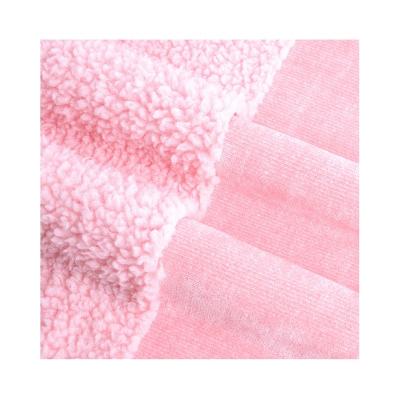 China 220cm Width Anti-Static Knitted Chenille Plain Sherpa Fleece Fabrics For Bed And Blanket for sale