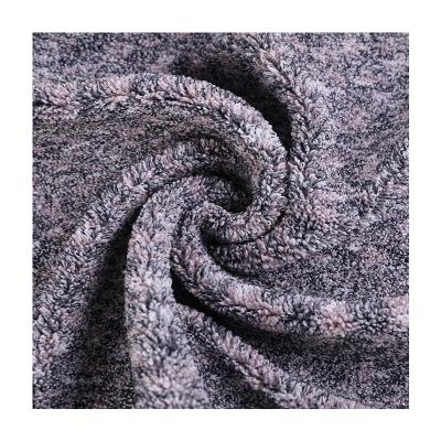 China Anti Static Solid Dyed Cationic Heather Fleece Fabric For Custom Blanket And Carpet for sale