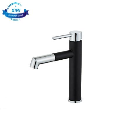 China Traditional Wholesale Economic Faucet Bathroom Water Faucet Deck Mount Basin Faucet Black Brass Mixers BF5008 for sale