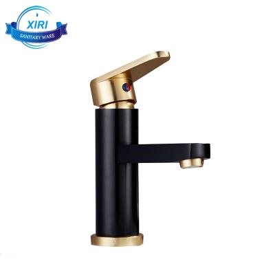 China Bathroom Modern Black Aluminum Faucet Space Basin Single Handle Gold Faucet Mixer Tap BF5007 for sale