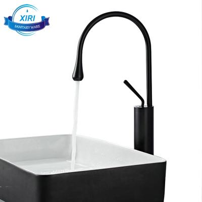 China Contemporary Modern Nordic Brass Black Deck Mount Mixer Tap Bathroom Sink Style Single Hole Basin Faucet BF0402 for sale