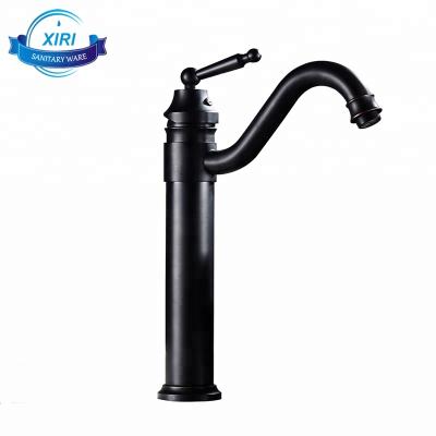 China Contemporary fancy style long water spout black sink taps factory sale antique brass black basin faucets 8137B for sale