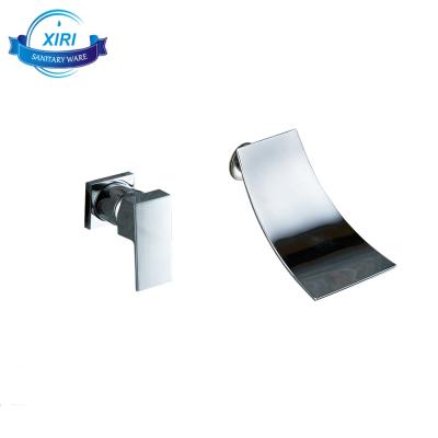 China Wholesale Contemporary Modern Wall Mounted Waterfall Mixer Tap Bathroom Basin Faucets Brass XR-271S for sale