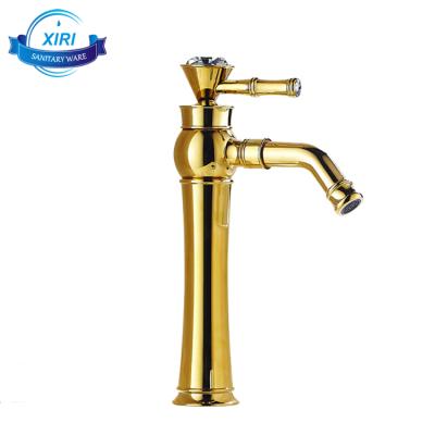 China golgen Bathroom Sink Faucets Modern Single Lever Gold Deck Mount Basin Faucets G0627-1 for sale