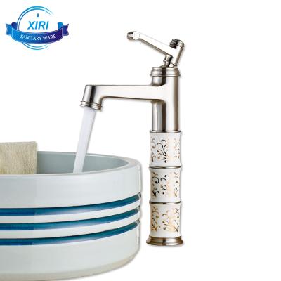 China Nickel Brushed Brass Faucet (BN116) Contemporary Blue And White Body Porcelain Faucet Hot And Cold Mix Brass for sale