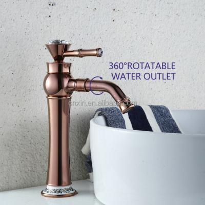 China CLASSIC (RS317) Luxury Rose Gold Bathroom Basin Faucet with Diamond Sink Tap for sale