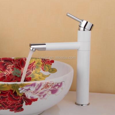 China Modern Chrome and White Vessel Sink Waterfall Basin Faucet 7148W for sale