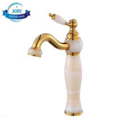 China Stone Tap Contemporary Jade Basin Mixer Tap Bathroom Golden Faucets M1003 for sale