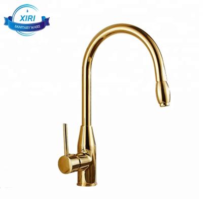 China Contemporary Luxury Single Lever Gold Plated Kitchen Sink Faucet Pull Out Kitchen Faucets G0626 for sale