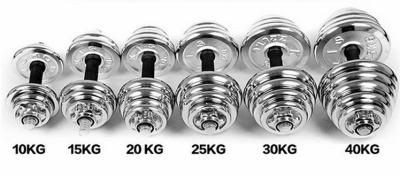 China 10kg 20kg 30kg cast iron solid adjustbale chromed dumbbell for weight sales for sale