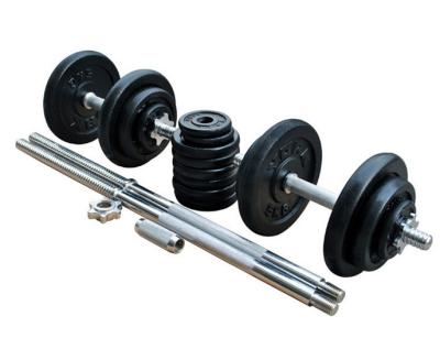 China 50kg black painting dumbbell barbelll set factory price for sales for sale