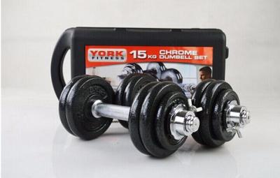 China black painting dumbbell set with chrome handle bar 15kg 20kg 30kg set for sale