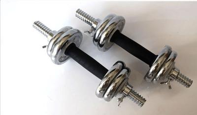 China 10kg 60kg sliver rubber bar knurl bar adjustable chromed dumbbell set for sale