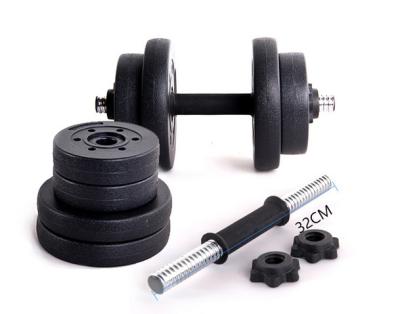 China full weight  black cement dumbbell set wirh rubber bar collars for sale