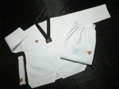 China 110-180cm High Quality Cotton Striped Taekwondo Clothes Uniform for sale