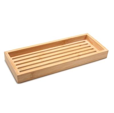 China Storgae Environmental Friendly Vanity Tray Rectangular Durable Bamboo Wooden Tray for sale