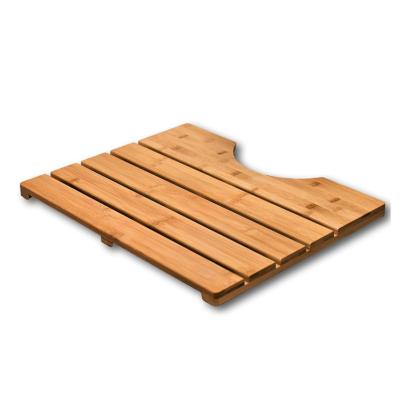 China Sustainable Factory Custom Bamboo U Shaped Wooden Bathroom Floor Mats Step Stool For Toilet Base for sale