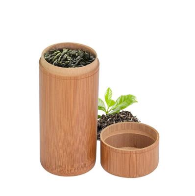 China Handmade Bamboo Tea Pot Tube Tea Storage Box Storage Holder Container Portable Sealed Bamboo Box for sale