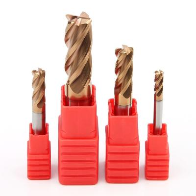 China PHIPPS General Steel Cutter CNC Coated Router Bit Shank End Mill Cutter hrc55 4 Flutes Corner Radius Tool Customized Square End Mill for sale