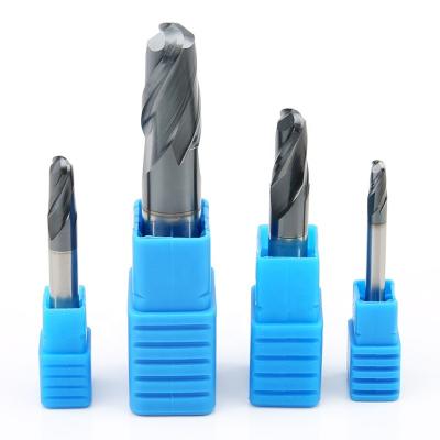 China Wholesale PHIPPS General Steel Custom HRC45 1/6/8 mm R8 End Mill Cutter Compression 2 Flutes Ball Carbide Ball Nose End Mill with tialn coating for sale