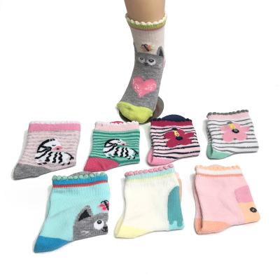 China Factory Wholesale Cartoon Pattern Girls Terry Breathable Cotton Warm Striped Socks for sale