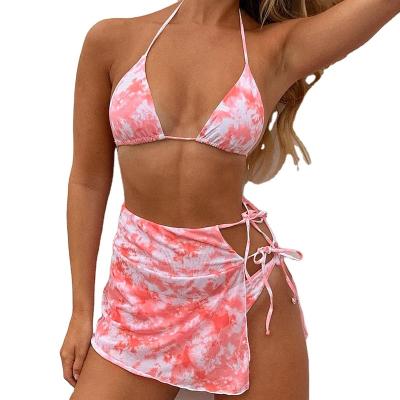 China Factory direct sales tie dye solid color swimsuit breathable sexy women short rim 2 piece swimsuit for sale