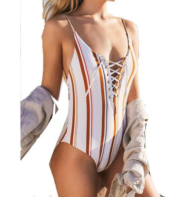 China 2022 promotion new breathable transom sexy swimsuit striped swim white one-piece bikini for sale