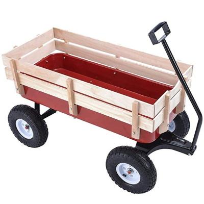 China New Durable Kids Garden Fashion Wooden Cart Early Learning Outdoor Cart Pull Long Cart for sale