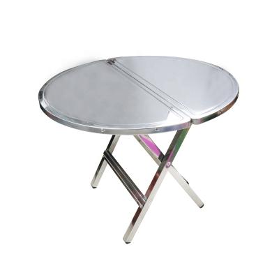 China Stainless Steel Round Shape Modern Folding Table for Camping for sale