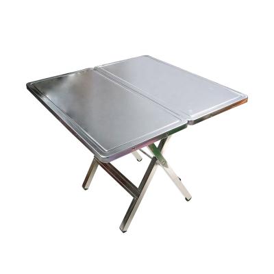 China Modern Hot Selling Outdoor And Indoor Folding Shape Square Stainless Steel Desk Table For Home Or Travel for sale