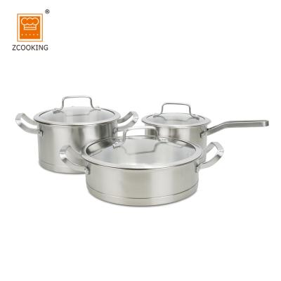 China Sustainable High Quality 6pcs Stainless Steel Soup Pot Cookware Cookware Set SS304 for sale