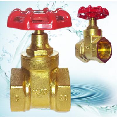 China The general brass valve body is yellow and the hand wheel is red. Internal thread seal knife hard gate valve is environmentally frie for sale