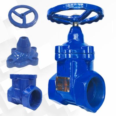 China General screw thread seal soft gate valve less than blue valve body spare part stem cover chuanqiong brand water valve DN50 for sale