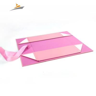 China Factory Wholesale Custom Size Recyclable Eco-Friendly Paper Package Foldable Gift Packaging Box With Ribbon for sale