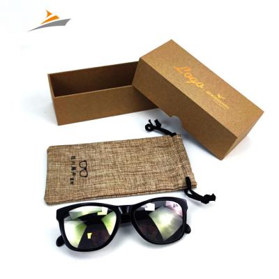 China Manufacturer Wholesale Fashion Embossed Logo Luxury Eyewear Packing Kraft Paper Custom Sunglasses Recyclable Box Packaging for sale