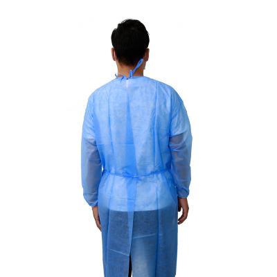 China Factory Disposable 100% Polyester Isolation Gown With Elastic Rubber Cuffs for sale