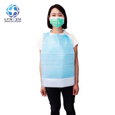 China Surgery Factory Direct Sales Blue Tissue+PE Coated Disposable Dental Bibs For Personal Protection for sale