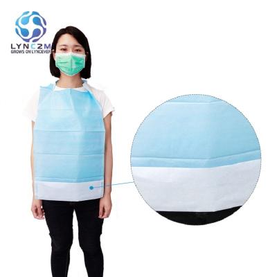 China Good Quality Blue Surgery Tissue+PE Coated Dental Bib For Personal Protection for sale