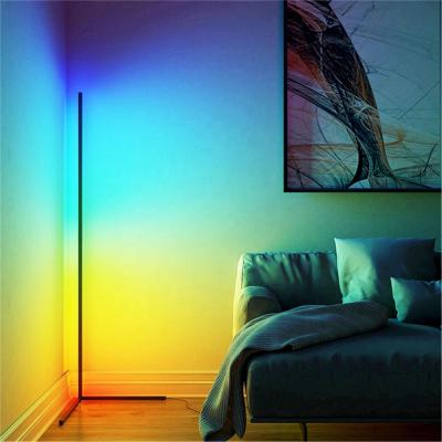 China Minimalist led rgb corner floor lamp in black corner floor lamp changeable rgb led corner minimalist led floor lamp for sale