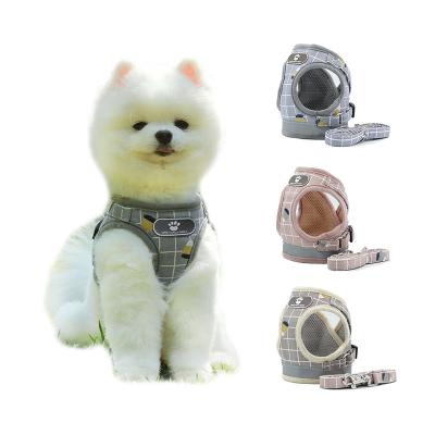 China Wholesale Custom Made Durable Adjustable Reflective Small Pet Dog Harness Set Luxury Strong Plaid Dog Harness Set for sale