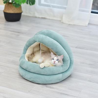 China Travel Pet Bed Dog Cat Bed Plush Warm House Luxury Soft For Small Dogs For Cats Nest 2 In 1 Cat Bed for sale