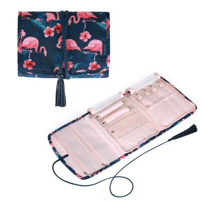 China Worthfind OEM WATERPROOF durable bolsa para joyas travel jewelry organizer case foldable floral jewelry roll with tassel jewelry organizer for sale