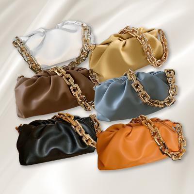 China Latest High Quality Cloud Woman Bag Dumpling Tote Pouch Women Fashion Handbags Elegant Leather Ladies Shoulder Cloud Bag With Gold Chain for sale