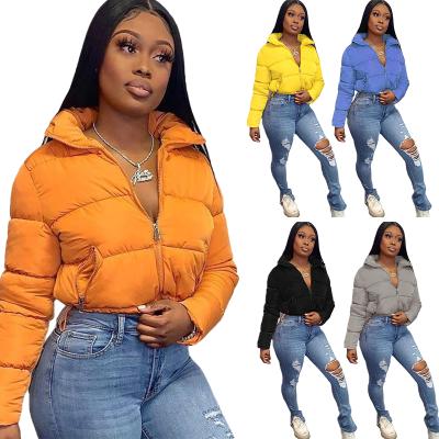 China Autumn QUICK DRY Women Puffy Jackets Bubble Crop Coated Puff Ladies Down Coats Plus Size Winter Bomber Stripper Jackets Customized for sale