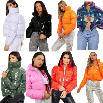 China 2021 Winter QUICK DRY Solid Women Crop Stripper Down Jacket Bomber Jacket Bubble Coat Women Long Sleeve Thick Zipper Bubble Jackets for sale