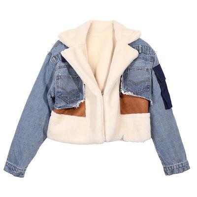 China 2021 New Fashion Faux Fur Coat Jean Jacket With Fur Winter QUICK DRY Women Coat Faux Fur Women Clothing Chiffon Street Cotton Coat Jacket for sale