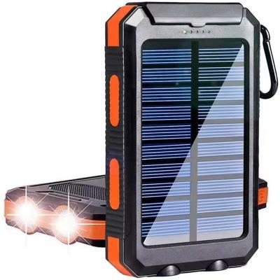 China Ultra Thin Mobile Phone/PSP/Tablet/GPS/MP3/4/Camera/Laptop Solar Power Bank 10000mAh 20000mAh IP67 Waterpoof Dual USB Li-polymer Cell Pack Solar Charger With LED Flashlight for sale